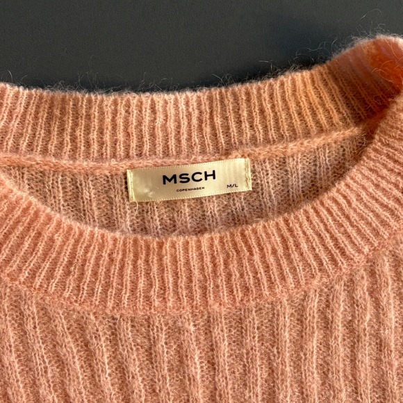 MSCH‎ Sweater | Size M/L | Pink Peach Mohair Wool Blend Ribbed Soft Loose Fit - Picture 6 of 7